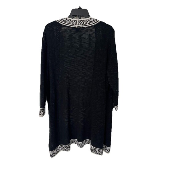 Torrid Black Cardigan Size 3 White Geo Border Open Front - Picture 3 of 7